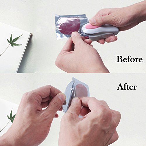 edealing (TM) 2 Stk magnetischem Boden tragbare Mini-Heißsiegelmaschine Impulse Sealer Seal Verpackung Plastiktaschen - 3