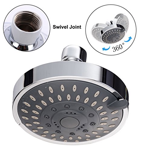 hoobest 12,7 cm Rainfall Hohe Druck Dusche Kopf, Luxus Spa-Feste Duschkopf sind Wasser Saver Modus, verstellbare Drehgelenk, 3 Spray settings-premium chrom Finish inklusive Spay (Teller - 4