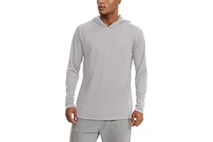 KEFITEVD Camisetas con Capucha de Manga Larga con Protección UV para Hombres UPF 50+ Camisetas con Protección Solar Camisas Ligeras de Safari de Senderismo