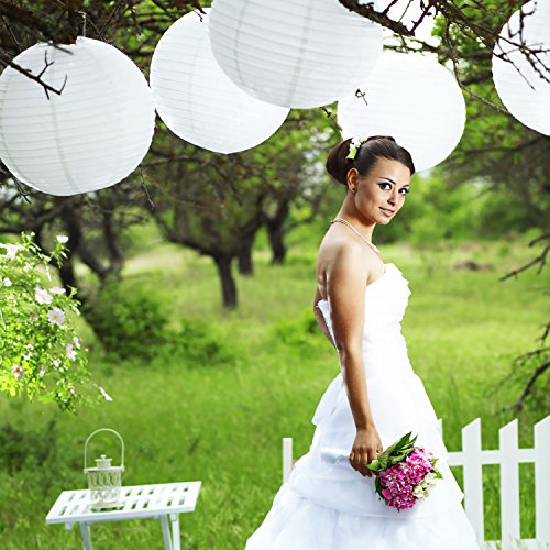 Pajoma Papier Lampe Laterne Lampion Weiss 10 Stück für Party Hochzeit Dekoration (25 x 25 cm) - 5