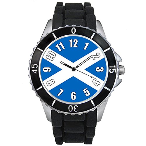Timest - Scozia Bandiera del Paese - Unisex Orologio da polso - Cinturino Silicone SE0520 (Nero)