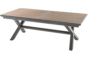 Hespéride - Table de Jardin Extensible Axiome Miel - 10 Places - Aluminium Traité Epoxy Antirouille - Meuble d'Extérieur à Rallonge Automatique