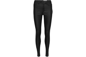 NOISY MAY Callie High Waist Skinny Coated Mujer Tejanos Negro Pitillo