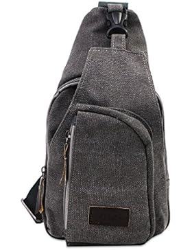 PsmGoods® Männer Umhängetasche Freizeit-Segeltuch-Taschen Reisen Wandern Tasche Rucksack Chest Pouch Sling (Grau)