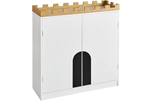 ‎SOBUY SoBuy KMB44-W Kinder Kommode Kinderregal Kinder Bücherregal Spielzeugregal Aufbewahrungsschrank Kinderzimmerregal im Schlossdesign BHT ca.: 86x87x30cm