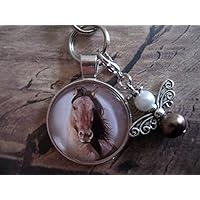 Handmade Schlüsselanhänger, Taschenanhänger Pferde Motiv, mit Schutzengel