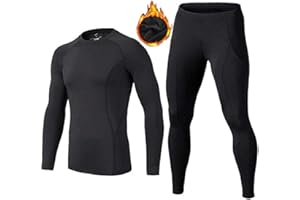 BUYKUD Kinder Thermounterwäsche Langarm Sportunterwäsche Fußball Trainingsanzüge Skiunterwäsche Funktionsunterwäsche Set für Jungen