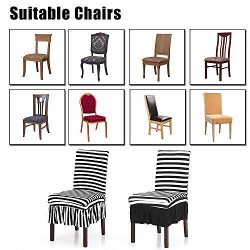 Anself Stretch Stuhlbezug Stuhlhusse mit Streifen-Muster - 7