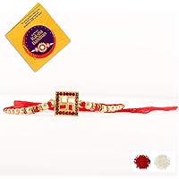 Beingelegant OM Gold Attractive Rakhi for Brother with Roli Chawal and RakshaBandhan Greeting Card