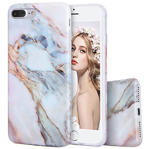 iPhone 7 Plus Marble Case, iPhone 8 Plus Case, Imikokoâ„¢ Slim-Fit Anti-Scratch Shock Proof [Stone Texture Collection] Print TPU Soft Case for iPhone 7 Plus / 8 Plus-Turquoise (5.5 inch)