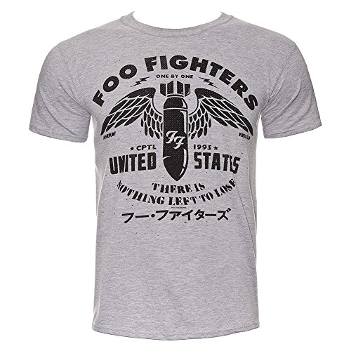 Foo Fighters - Camiseta - Manga 3/4 - para Hombre Gris XX-Large