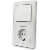 Delphi 230 V 2-Way Combination Socket with Light Switch, Comfort Frame, Clamp Connector