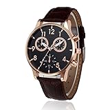 Uhr Herren Lederarmband Retro Alloy Zifferblatt Analog Quarz Armbanduhr Braun Digital Six Pin Festliche Uhr