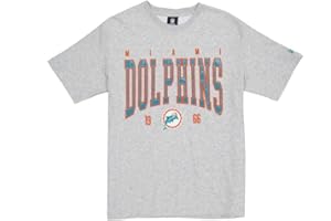 Miami Dolphins Unisex NFL Oversized T-Shirt Satin Applique Patch Logo Miami Dolphins Heather Gray T-Shirt (Pack of 1)