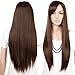 S-noilite Full Head Straight Wig 28" Long Thick Medium Brown Hair Wig Kanekalon Heat Resistant Synthetic Fiber Royal Mail Post
