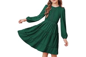 GRACE KARIN Vestido de Princesa Elegante para Nina con Lunares y Mangas Largas para Bodas Fiestas Ceremonias