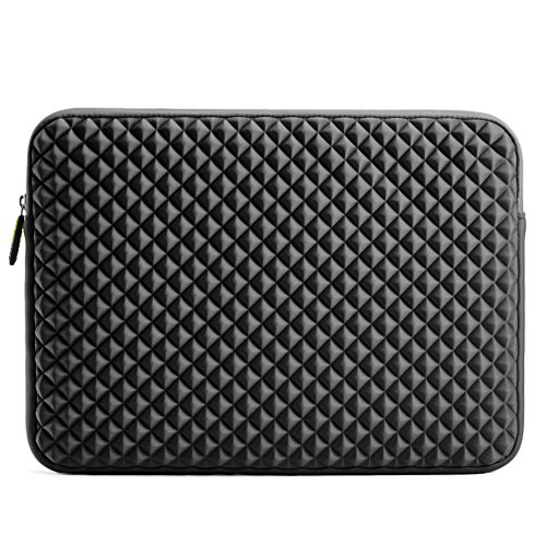 Laptophülle, Evecase Universal Neopren Anti-Schock Laptop Schutzhülle mit Rautenmuster / Diamant-Muster Schaumpolsterung für 15.6 Zoll Laptops Tablets Macbooks Notebooks Chromebook – Schwarz - 2