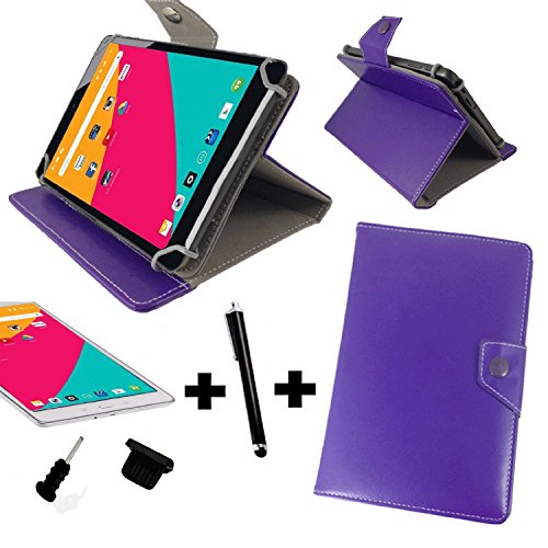 Starter Set: Blaupunkt Endeavour 101M / L / 25,65 cm Tablet Hülle X10 10 Zoll mit Standfunktion + Staub Stöpsel + Touch Pen - 3 in 1 10 zoll Lila *