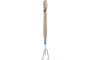 Kent & Stowe Main à 3 Dents - Grattoir de Jardin en Acier Inoxydable pour briser Les sols - Sabot de Jardin avec Manche en frêne - Longueur : 54 cm