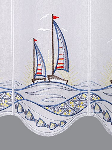 Scheibengardine Segelboot im Sonnenuntergang Maritimer Scheibenhänger Badgardine in 3 Höhen 55 x 160 cm - 2