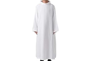 GENÉRICO Vestidura de Pastor Envoltura Blanca de la Túnica de los Sacerdotes Católicos de la Iglesia Ropa de Sacerdote árabe de Oriente Medio Túnica Larga para Clérigos