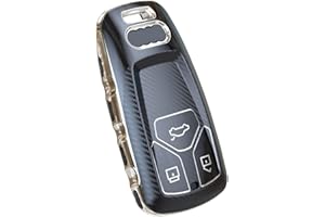 OATSBASF Car Key Cover Compatible with Audi A4L A6L A8 Q5 Q7 TTS TT Silicone TPU 3 Buttons Key Box Shell (C-Black)