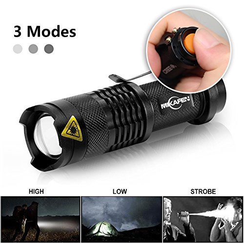 5 Stück Mini Cree Q5 Led Taschenlampe Torch 300 Lumen 3 Modi (Licht – Low-Light – Strobe) einstellbarer Fokus zoombare Led - 5