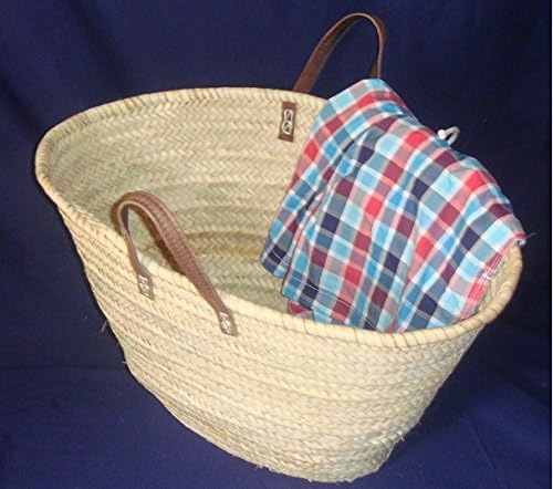 Very Sturdy Shopping Bag made from palm leaf with Leather Handle Short