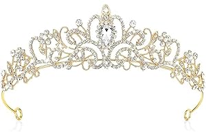 SSyang Diadèmes en Cristal Pour Femmes et Filles Couronne de Princesse Dorée Élégante Corwn Royal Queen Bijou de Mariée en Strass Cadeau de Cheveux Pour Mariage Fête Dansante