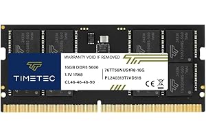 Timetec Premium 32GB DDR5 5600MHz PC5-44800 Unbuffered Non-ECC 1.1V CL46 2Rx8 Dual Rank 262Pin SODIMM Laptop Memory RAM Upgrade