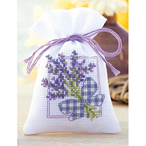 Vervaco PN-0143682 Zählmusterpackung Tütchen mit Schleife, lavendel