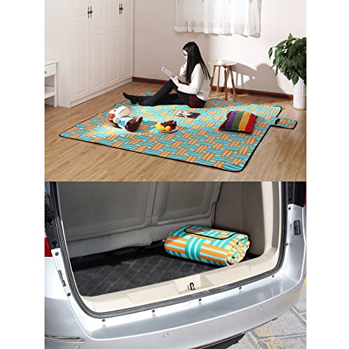 Songmics 200 x 200 cm XXL Picknickdecke Fleece wärmeisoliert wasserdicht mit Tragegriff GCM72R - 2