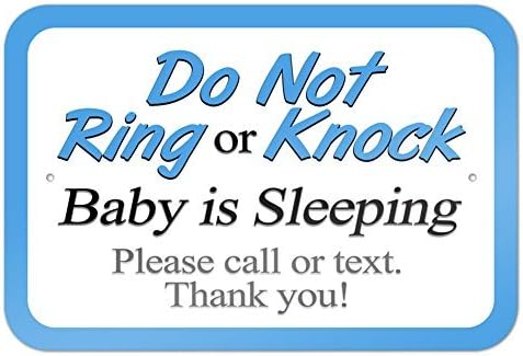 Do Not Ring or Knock Blue Baby is Sleeping Please Call or Text 10 x 7 Metal Sign