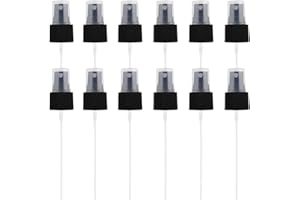 VASANA Lot de 12 capuchons en plastique noir 24/410 - Tête de pompe de rechange réutilisable - Capuchons de pulvérisation à brume fine pour huiles essentielles, cosmétiques et parfums