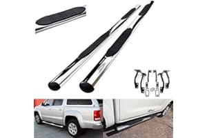 RZG Polished Chrome Stainless Steel Side Step Skirt Rail Protection Guard Bar Running Board Kit For 2010-2020 Volks Amarok Pickup