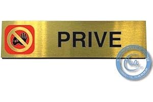 AUA SIGNALETIQUE - Plaque de porte Aluminium brossé doré Privè 200x50 mm