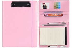 Wonderpool Porte Formulaires Documents Conférencier Portfolio Porte Bloc Range Documents, Trieur Organiseur Portfolio Planchettes Porte-formulaires pour Bureau Voyage école (A5,Rose)