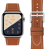 MroTech kompatibel mit Armband 38mm 40mm Leder braun Uhrenarmband Lederarmband Echtleder Ersatzarmband für Smartwatch Serie 1 Serie 2 Serie 3 Serie 4 40mm 38mm Watch Band (38/40 mm, Braun)