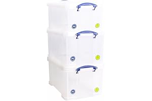 Really Useful Box Plastic Storage 48 Litre Clear (Pack Of 3)