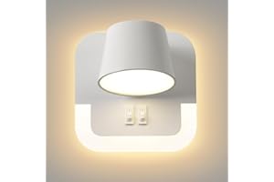 AWEKLIY Lampa kinkiet LED, lampka nocna, 4W+8W lampka do czytania książki nocnej, lampka nocna sypialni kinkiet Z wyłącznikiem, 3000K justerbar färgtemperatur, Obrotowa głowica lampy, Biały