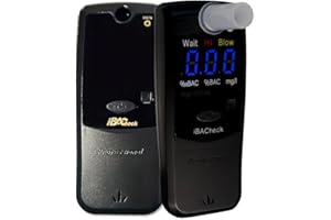 iBACheck Éthylotest Électronique, Éthylomètre portatif, Alcool Test avec écran LED numérique, 4 unités de Mesure, Alcool Test Basse Puissance et 350 Tests…