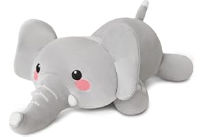 Xfrog Weighted Elephant Plush, Weighted Plush Squishy Stuffed Animals for Baby Elephant Pillow Stuffed Toy for Girls Boys Grey 25CM