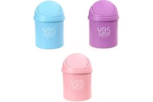 STREEHERJJKEA1 Mini Pattumiera Tavolo Coperchio Portarifiuti con coperchio Scrivania Piccola Pattumiera Mini Cestino Trash Can creatività Per soggiorno cucina ufficio rendere scrivania ordinata rosa viola blu 3pezzi