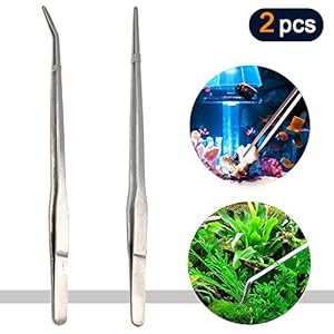 Coardor Aquarium Pinzette Pflanzen Gebogen & Gerade 2 Stück 27cm Edelstahl