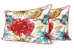 DreamVio Jute Fabric Printed Decorative Pillow/Throw/Cushion Covers for Living Room, Bed Room, Sofa,Chairs,Pillow Cases, Pillow Covers Set of 2, Size 12x18 Inches Style90