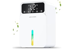 JERVAMNI Dehumidifiers for Home, Mini Portable Silent Electric Dehumidifier for Mould and Moisture [Defrost Auto-off function, Timer, Color Lights, 1.5L] for Bathroom Garage