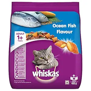 Whiskas Adult (+1 year) Dry Cat Food, Ocean Fish Flavour, 480g Pack
