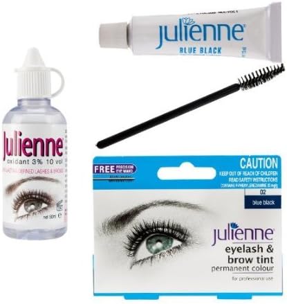 Julienne Eyelash Eyebrow Tint Dye Blue Black + Oxidant Developer 50ml
