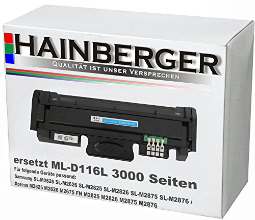 Hainberger XXL Toner für Samsung MLT-D116L 3000 Seiten passend in Samsung SL-M2625 SL-M2626 SL-M2825 SL-M2826 SL-M2875 SL-M2876 / Xpress M2625 M2626 M2675 FN M2825 M2826 M2875 M2876 Drucker