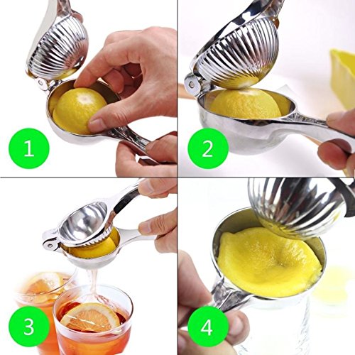 Zitronenpresse edelstahl Limettenpresse Zitruspresse manuell Saftpresse Ideal für die Küche : Würzen Fisch & Fleisch leicht, Krautsalat, bereiten Cocktails und Limonade, Zitrone Tee, Kuchen und Torten Rezepte – Entsafter Orangensaft – passt sich an Orangen , Salat, Obst und Zitrusfrüchte , produziert Zitronensaft schneller und effizienter für ein maximales Ergebnis robust und einfach zu bedienen – Robustem, Korrosionsschutz und Spülmaschinenfest - 3